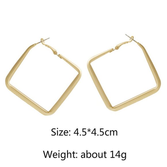 Brushed gold square Hoop Earrings - Picture 8 of 8